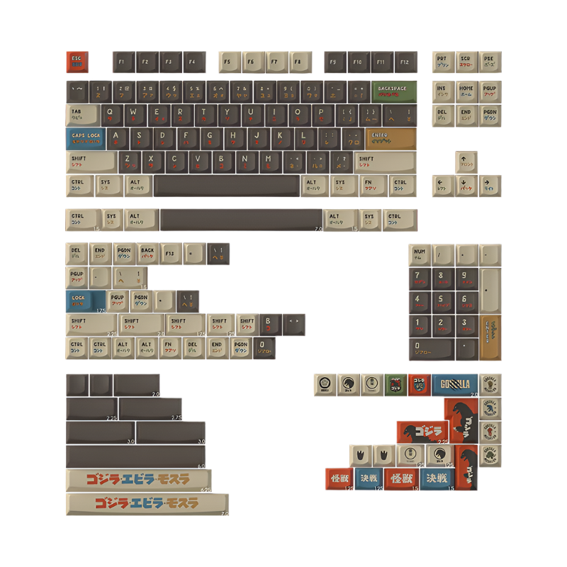 Keytok SMILE Profile Black Classic Godzilla Dye-Sub PBT Keyaps 173pcs / Set