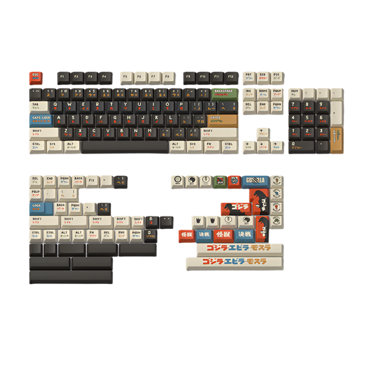Keytok BERRY Low-Profile Black Classic Godzilla Keycaps 173pcs / Set