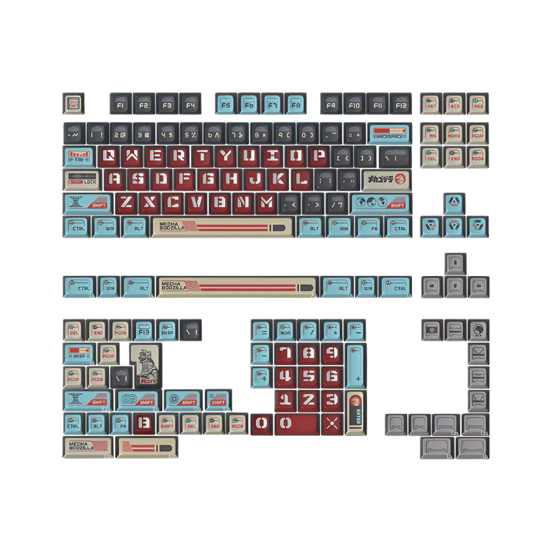 Keytok KOL Mecha Godzilla Dye-Sub PBT Keycaps 157pcs / Set