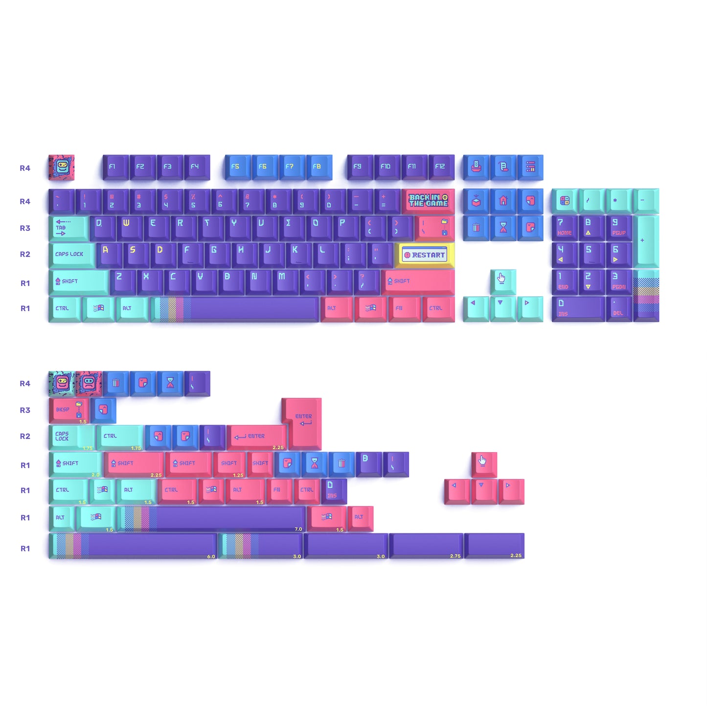 Keytok Cherry Back in Game - Purple Dye-Sub PBT Keycaps 152pcs / Set